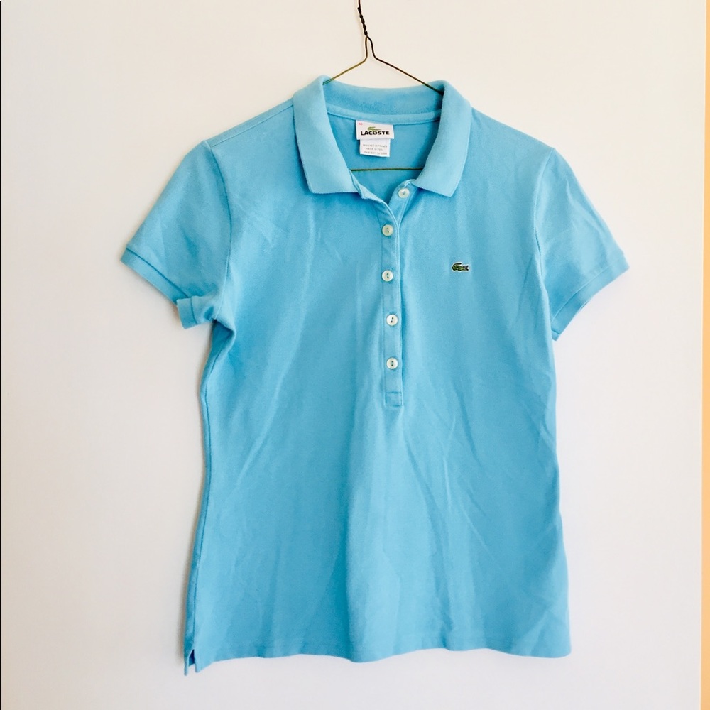 Lacoste short sleeved polo in robins egg blue
